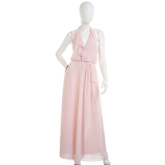 AMSALE NOUVELLE Erica Pink Halter Chiffon Gown - Picture 1 of 5